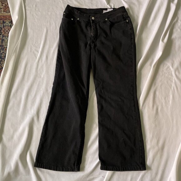 Lawman Western Womens Black Jeans Turquoise Rhinestone Rockabilly Accents Sz 11 - Picture 9 of 13